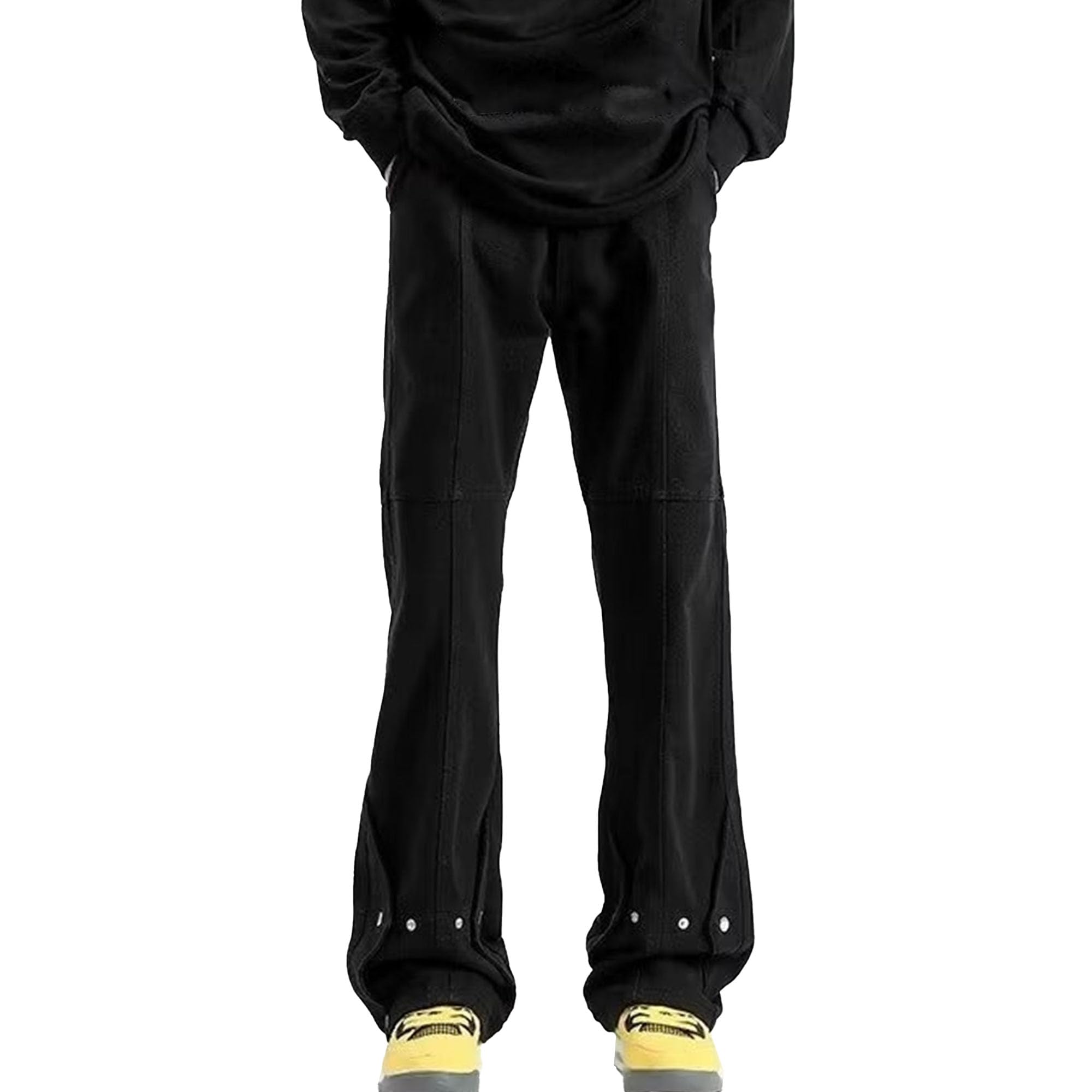 Maiyifu-GJ Men's Button Flare Jeans Slim Fit Stretch Denim Pants Hip Hop Casual Fashion Streetwear Jean Trousers (Black,XX-Large)