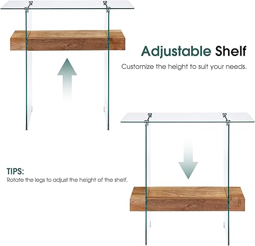 Miniatura 46 de ivinta Mesa consola de cristal con almacenamiento, mesa de sofá moderna de 39.4 pulgadas para sala de estar, vestíbulo, pasillo, dormitorio 5101