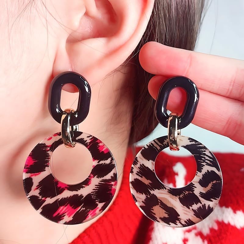 SPEVERT Acrylic Earrings for Women Statement Geometric Earrings Leopard Print Resin Drop Dangle Earrings Fashion Jewelry - Image 2