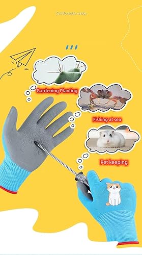 Miniatura 4 de LqIan 3 pares de guantes de jardinería para niños de 3 a 11 años, guantes de trabajo para niños con revestimiento de goma para niñas y niños