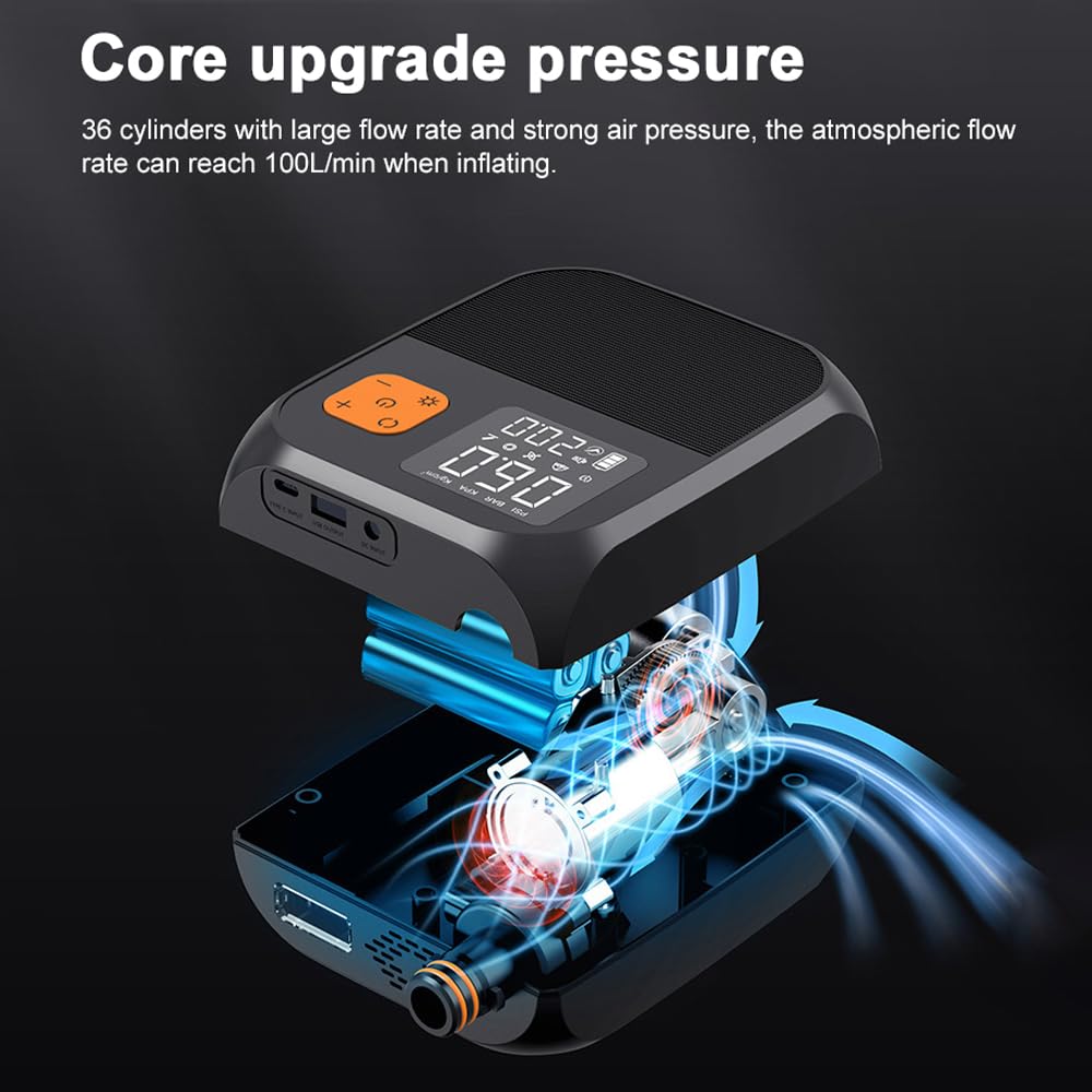 TFixol Pompe à pagaie portable 25 PSI haute pression électrique A Compresseur Pompe Power Bank avec 6 buses et lumière pour bateau gonflable Planche de surf Stand Up Paddle D A Mattr Anneaux de