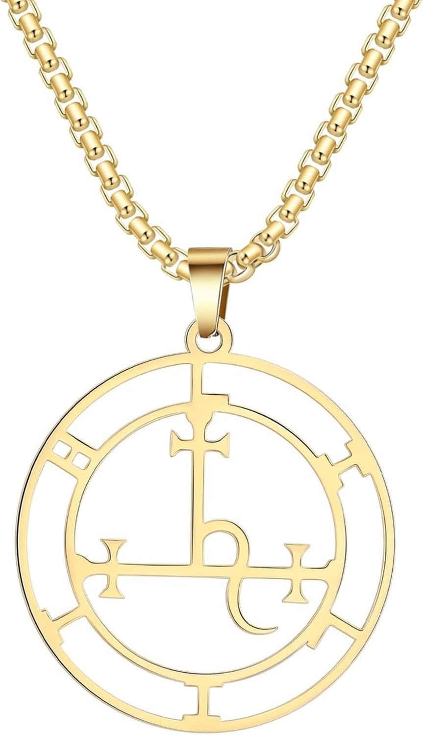 WOMGKDA Sigil Amulet Necklace Goddess Pendant Lilith Symbol Hecate Wiccan Jewelry Gothic Pagan Satanic Choker for Women Men, Lilith Necklace1