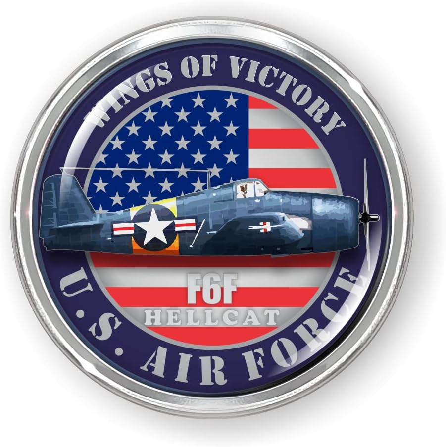 Aviones veteranos de la Fuerza Aérea de los Estados Unidos F6f Hellcat colección de calcomanías de vinilo redondas Wings of Victory 3D Dome