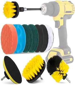 12PCS Multifunctional Drill Brush Cleaning Set with Scrubber Scouring Pad Replacement Accessories Fits Cordless AVID POWER Drills for Kitchen Car Bathroom