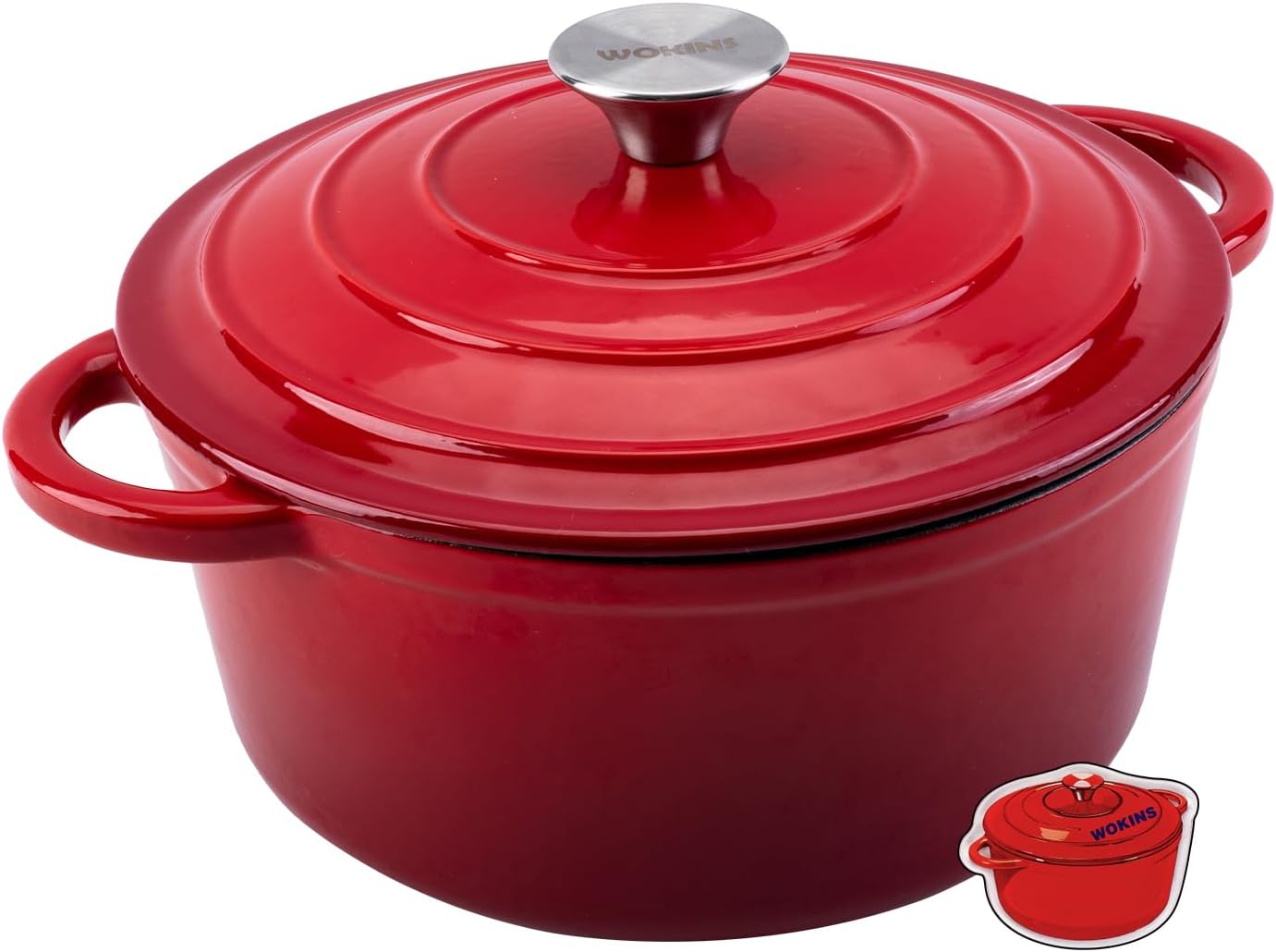 Enameled Cast Iron Dutch Oven Pot with Lid Heavy-Duty Cookware for Bread Baking, Braising,Stews,Roasting,Oven Safe up to 500F,7QT,red