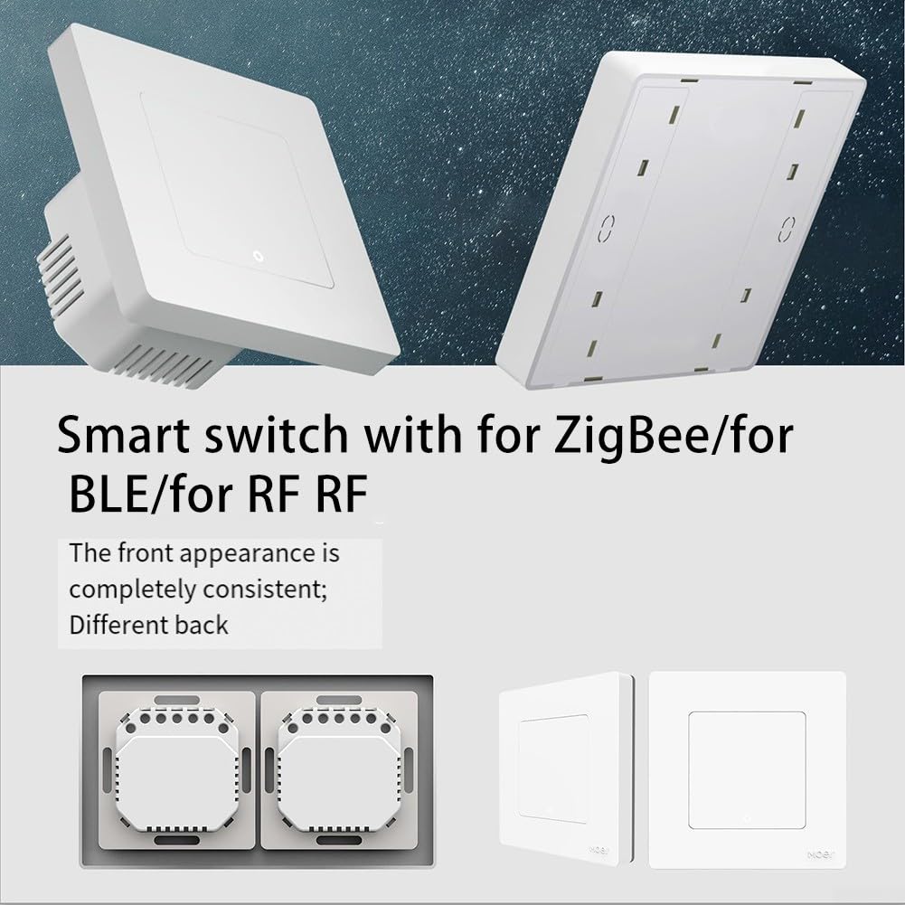 Interruptor de luz inteligente ZigBee, interruptor inteligente de relé de 10 A, interruptores de control de luz de fuego neutro único para hogar inteligente, no necesita condensador (negro)