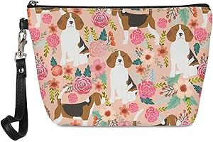 Mumeson Beagle Gifts for Women, Small Toiletry Cosmetic Handy Bag Pink Floral...