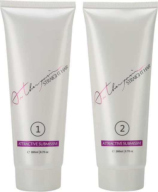 2pcs Professional Hair Straightening Cream,Moisturizing Home Hair Straightening Perming Cream Hair Soften Straighten Cream 260ml