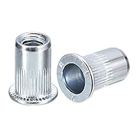 Vista 9 de uxcell Tuercas de remache M3, 50 tuercas de inserción roscadas de cabeza plana de acero al carbono chapadas en zinc para metal, plástico