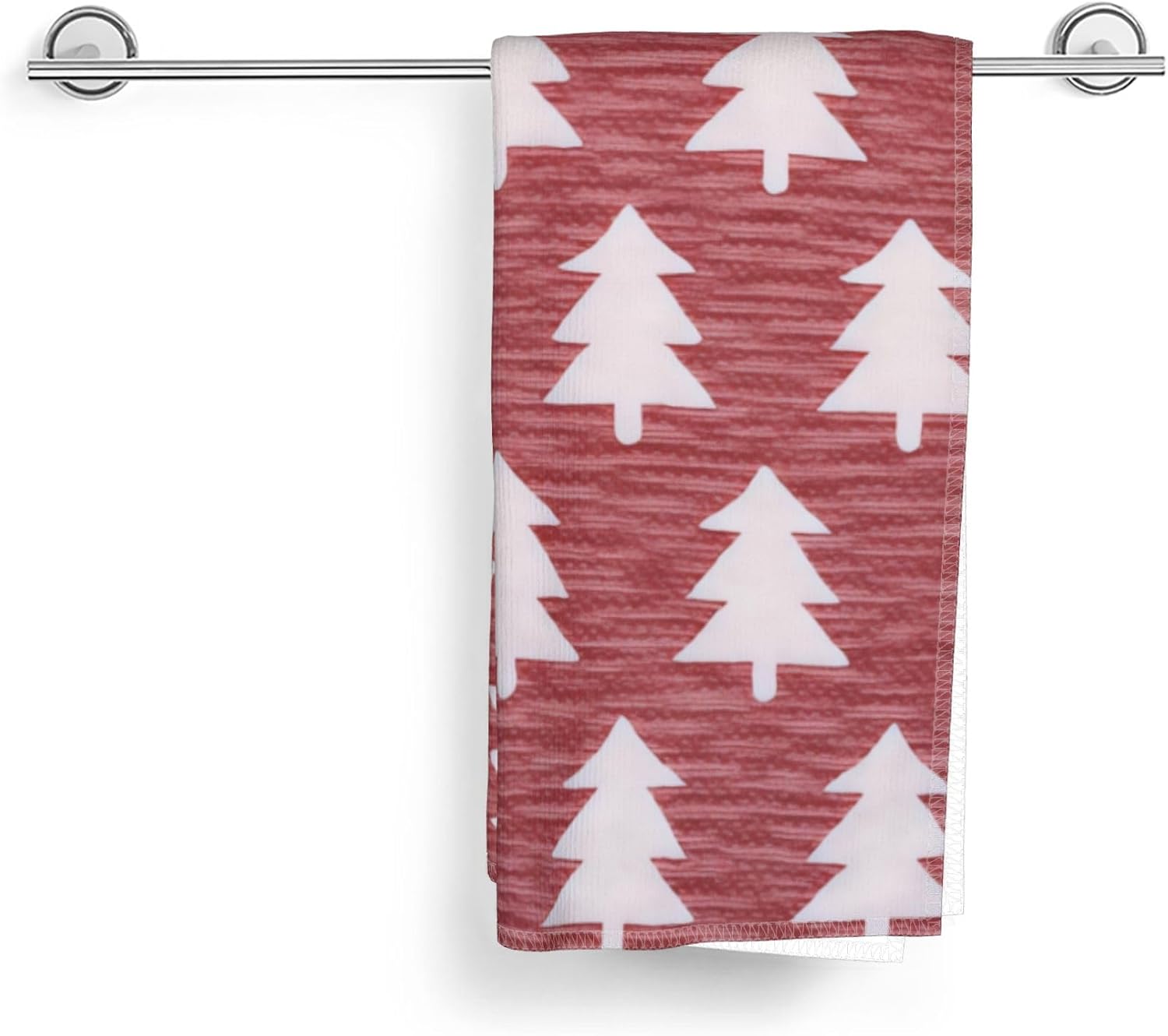Christmas Hand Towels for Bathroom Decor, 100% Cotton Towel Washcloth Holiday Decorative Towel Set for Winter Kitchen,Thick and Soft, 27" x 15.9", Jacquard Design Double Printed with Xmas Pine Trees