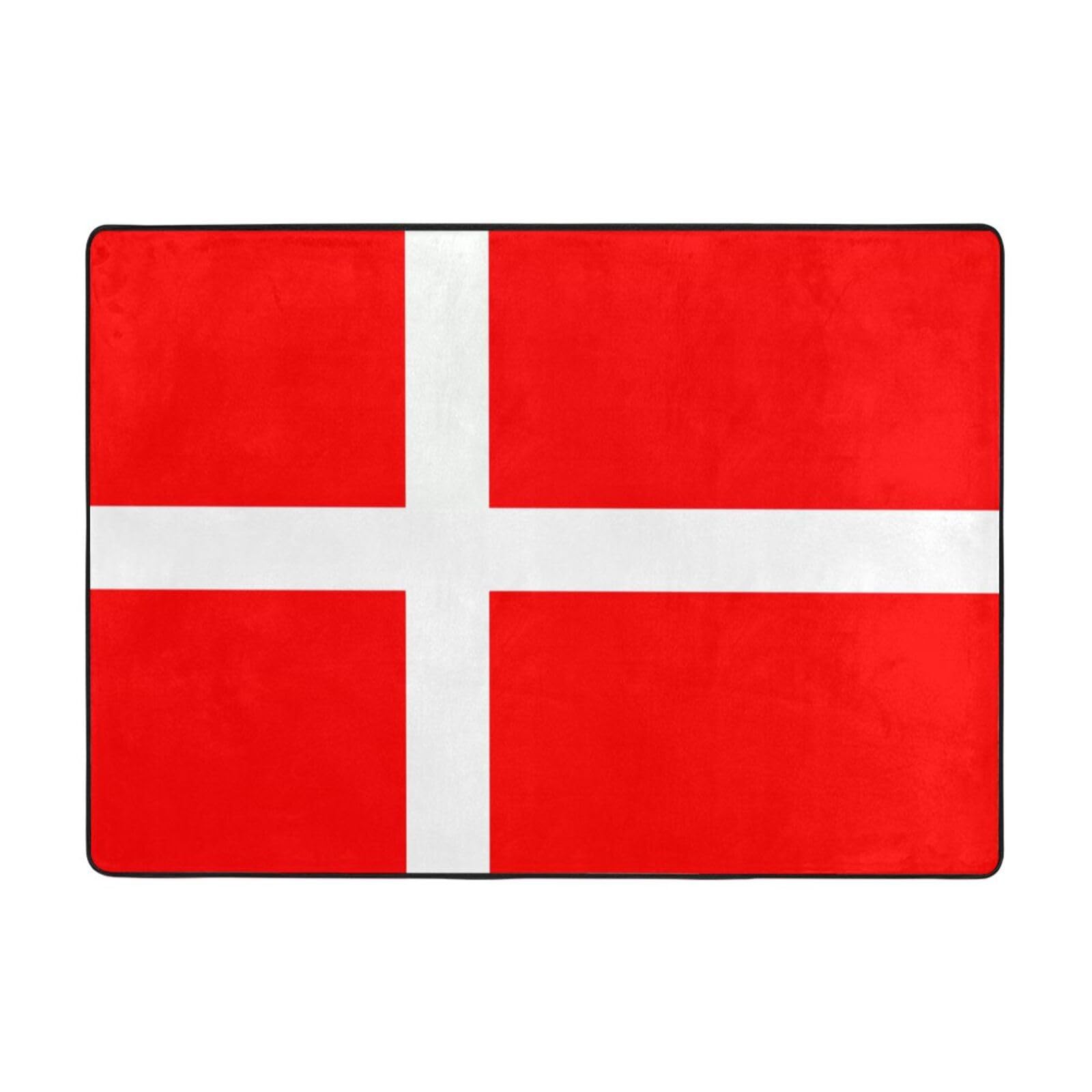 Grand tapis drapeau danois en flanelle 203x147 cm pour salon