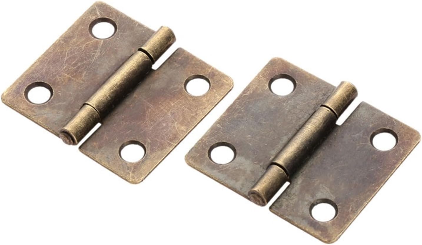 2pcs Vintage Furniture Hinge Cabinet Drawer Door Butt Hinge Iron Jewelry Wood Box Decorative Hinges Antique Bronze 38 * 34mm