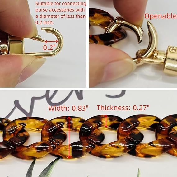 LannuMet Acrylic Resin Purse Chain Handbag Decoration Chain Strap Replacement,Leopard,15.75 in