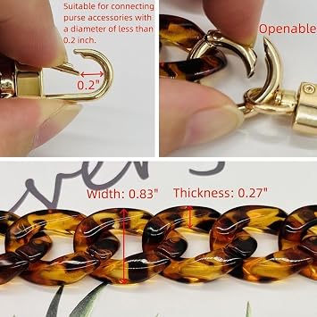 LannuMet Acrylic Resin Purse Chain Handbag Decoration Chain Strap Replacement,Leopard,15.75 in