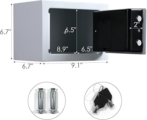 Miniatura 9 de TENAMIC Caja fuerte de 0.23 pies cúbicos, caja de seguridad digital electrónica, caja de seguridad con teclado, caja de seguridad para gabinete,