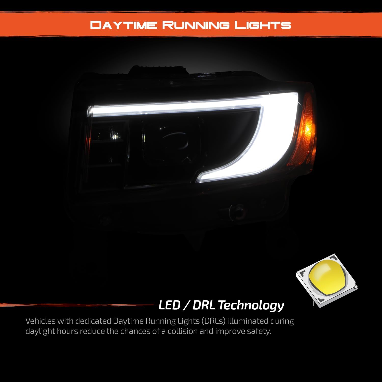 AKKON - Fit 2014 2015 2016 Jeep Grand Cherokee [Full LED] Tube Bar DRL w/Sequential Signal Projector Headlights Black Housing Direct Replacement Headlamps