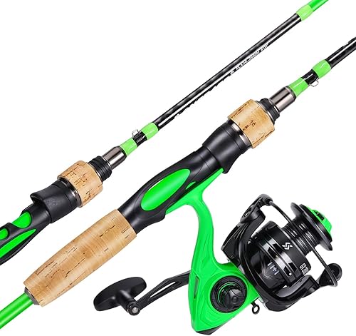 One Bass GT - Carrete giratorio y casting y caña de pescar de 2 piezas, caña de grafito duradera, carrete de pesca ultraligero para pescadores y