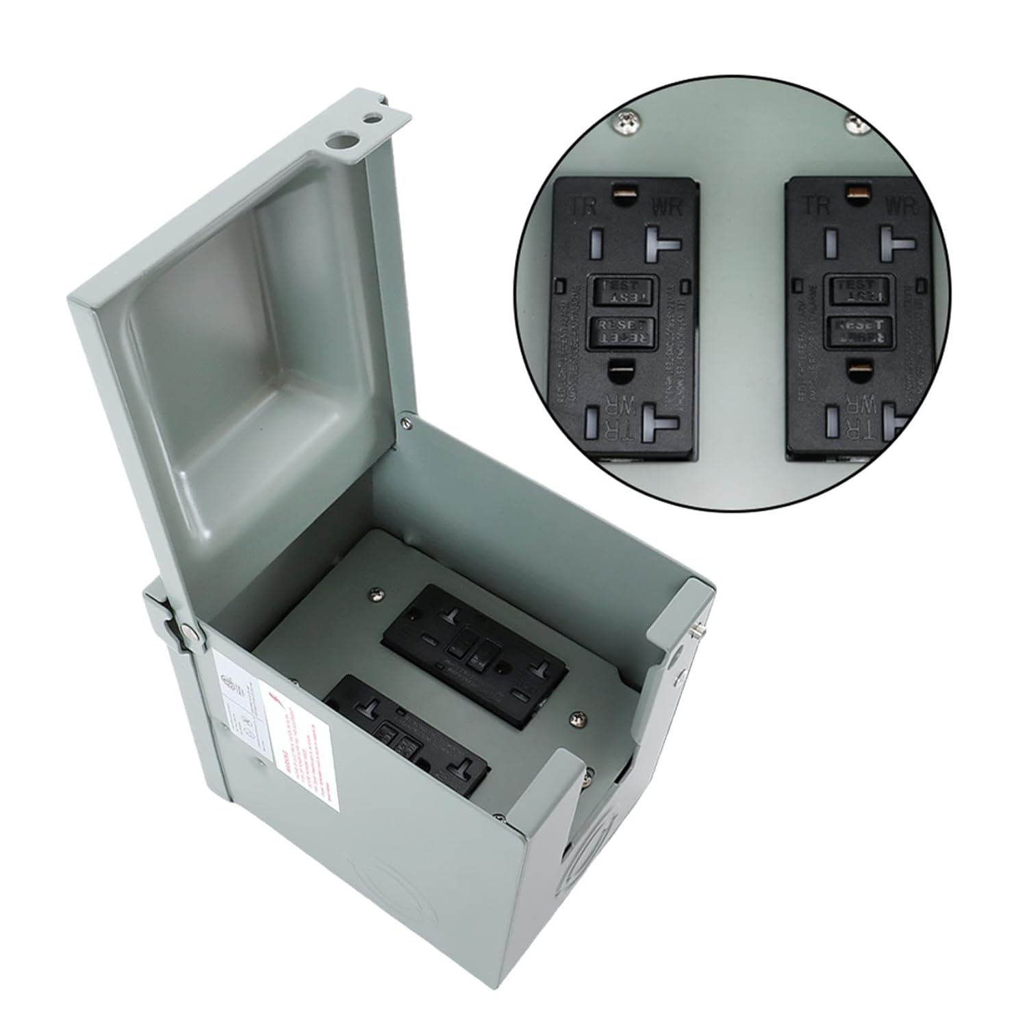 labwork Outdoor Outlet Box Dual 20 Amp GFCI Receptacle - Metal Enclosure with Rainproof Design - Safe and Secure Power Solution