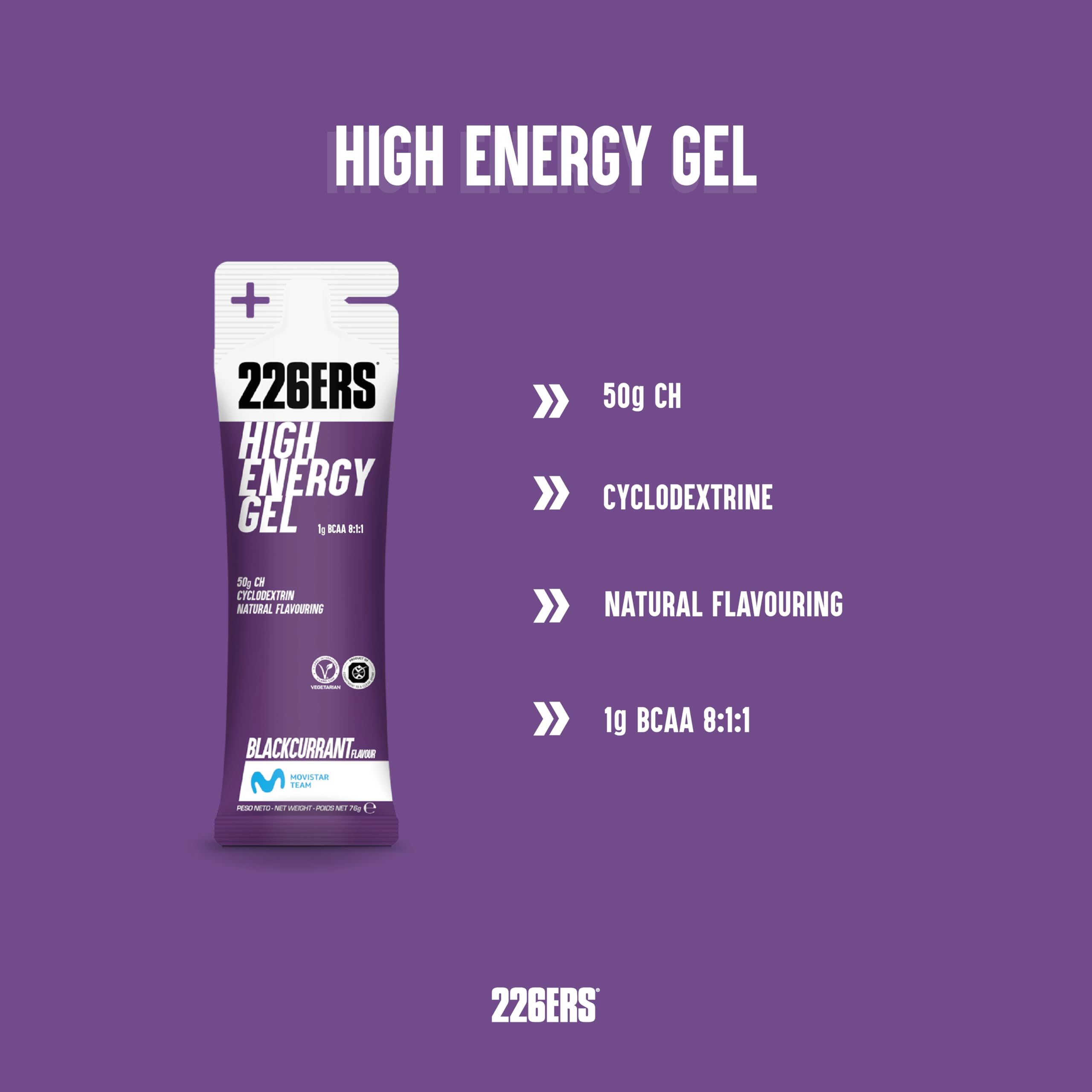 226ERS HIGH ENERGY GEL 76g BCAA Cassis | Étui
