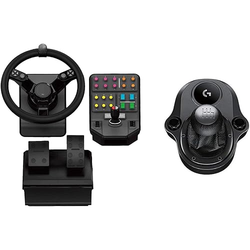Logitech G Farm Simulator Heavy Equipment Bundle (2nd Gen) Controller for Farm Simulation 19 (or Older) Steering Wheel, Pedals, Vehicle Side Panel + Gaming Driving Force Shifter for PC/PS4 (Renewed)