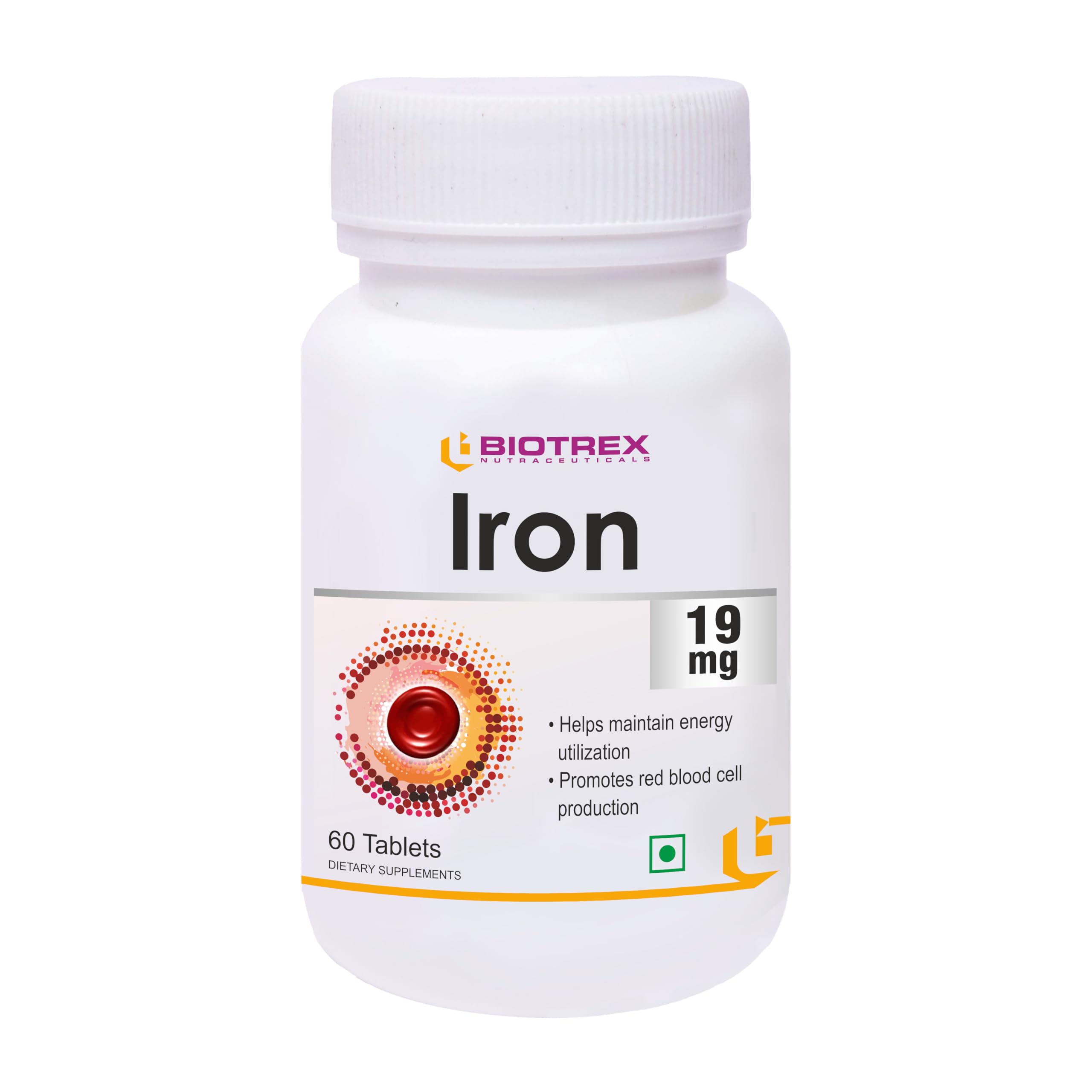Biotrex Nutraceuticals Iron 19mg (As Ferrous fumarate) | Boosts immunity, Supports energy, Brain function & Muscle function | For Both Men & Women - 60 Tablets-picture-24