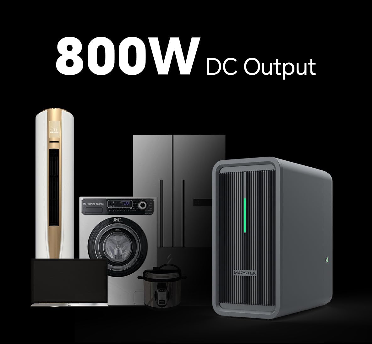 Marstek B2500 Balkonkraftwerk mit Speicher &Mikro-Wechselrichter,2240Wh LiFePO4 Akku,2 MPPT, 1600W PV-Eingang, 800W DC-Ausgang,6000 Zyklen, IP65, Plug & Play
