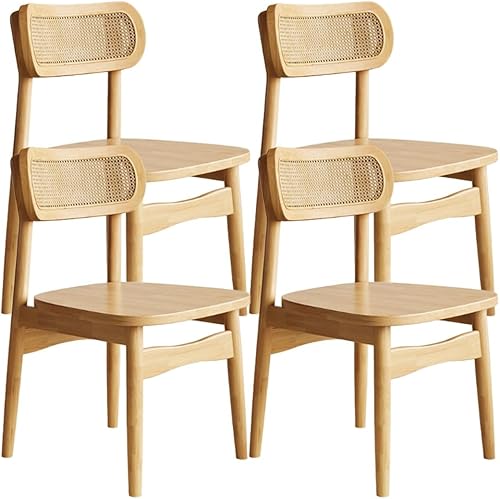 Miniatura 14 de YVYKFZD Solid Wood Dining Chairs Set, Armless Kitchen Chairs, Dining Room Chair with Rattan Backrest, Comfy Side Chair, for Living Room, Bedroom,