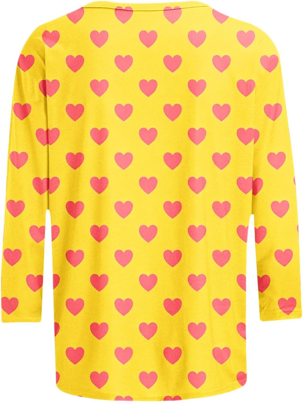 Women's V Neck Button T Shirts Casual 3/4 Sleeve Fashion Tops | Heart Printed Loose Tunic Blouses Flowy Lightweight Breathable Pullover Comfy Soft Travel Vacation Outfit