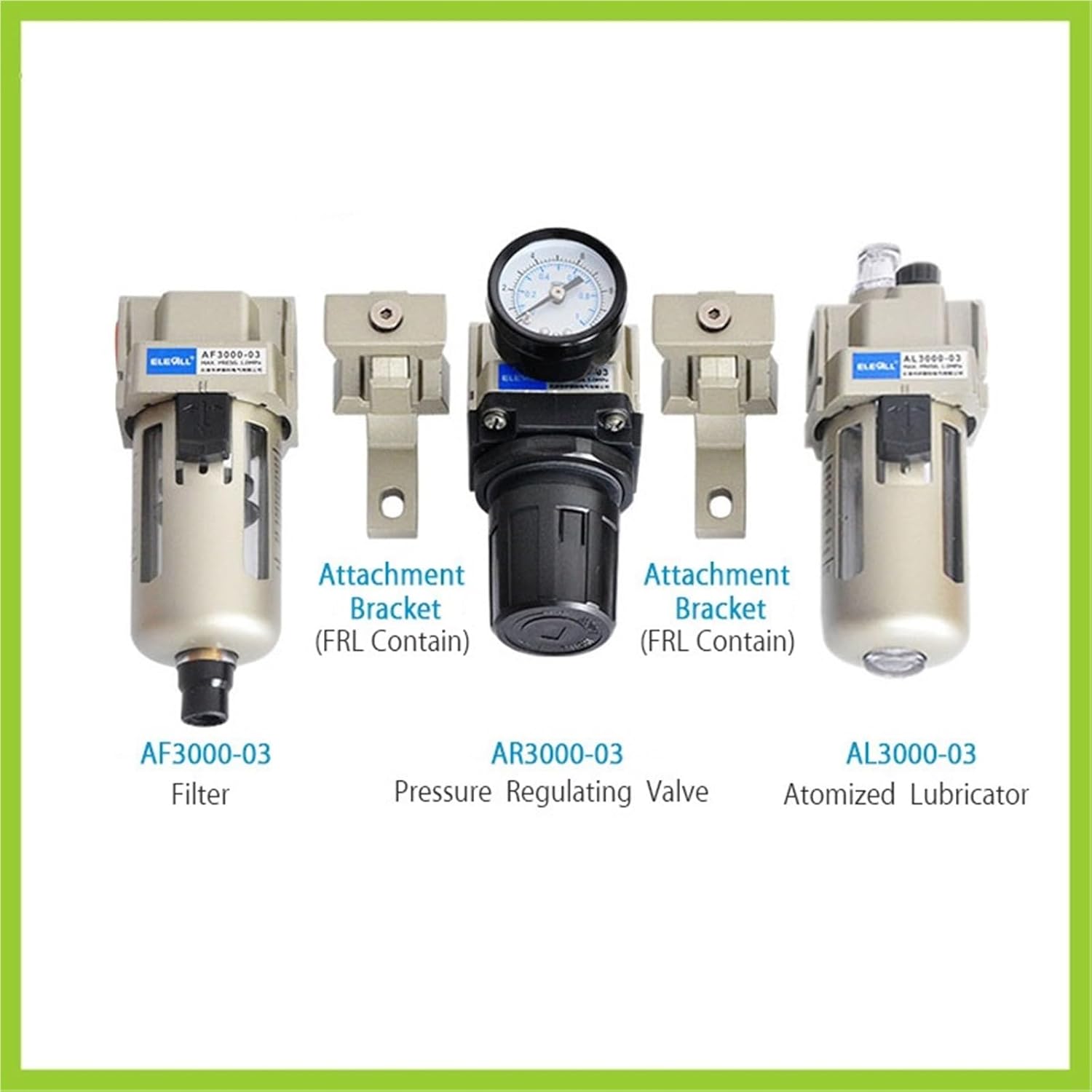 AC3000-03 3/8" Pneumatic FRL Air Filter Regulator Combination AF3000 + AR3000 + AL3000 Source Treatment Unit