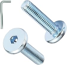 M8 Bolts, M8 x 30mm Hex Socket Large Flat Head Carbon Steel Fully Threaded Furniture Screws/Bolts for Chairs, Cots, Beds and Tables (Pack Of 12- and a Wrench)