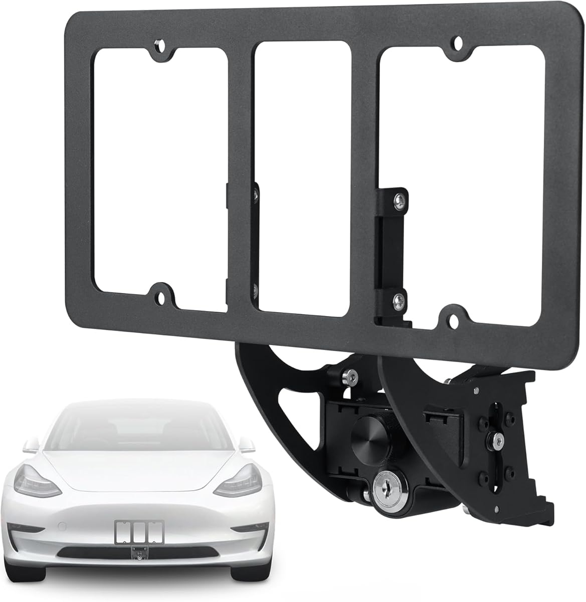 No Drill Front License Plate Holder Fit for 2020-2024 Model Y, 2017-2023 Model 3 with Safety Design, No Adhesives License Frame