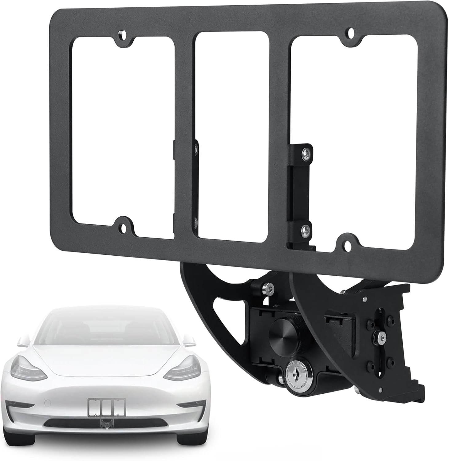 No Drill Front License Plate Holder Fit for 2020-2024 Model Y, 2017-2023 Model 3 with Safety Design, No Adhesives License Frame Model 3/Y 2017-2024
