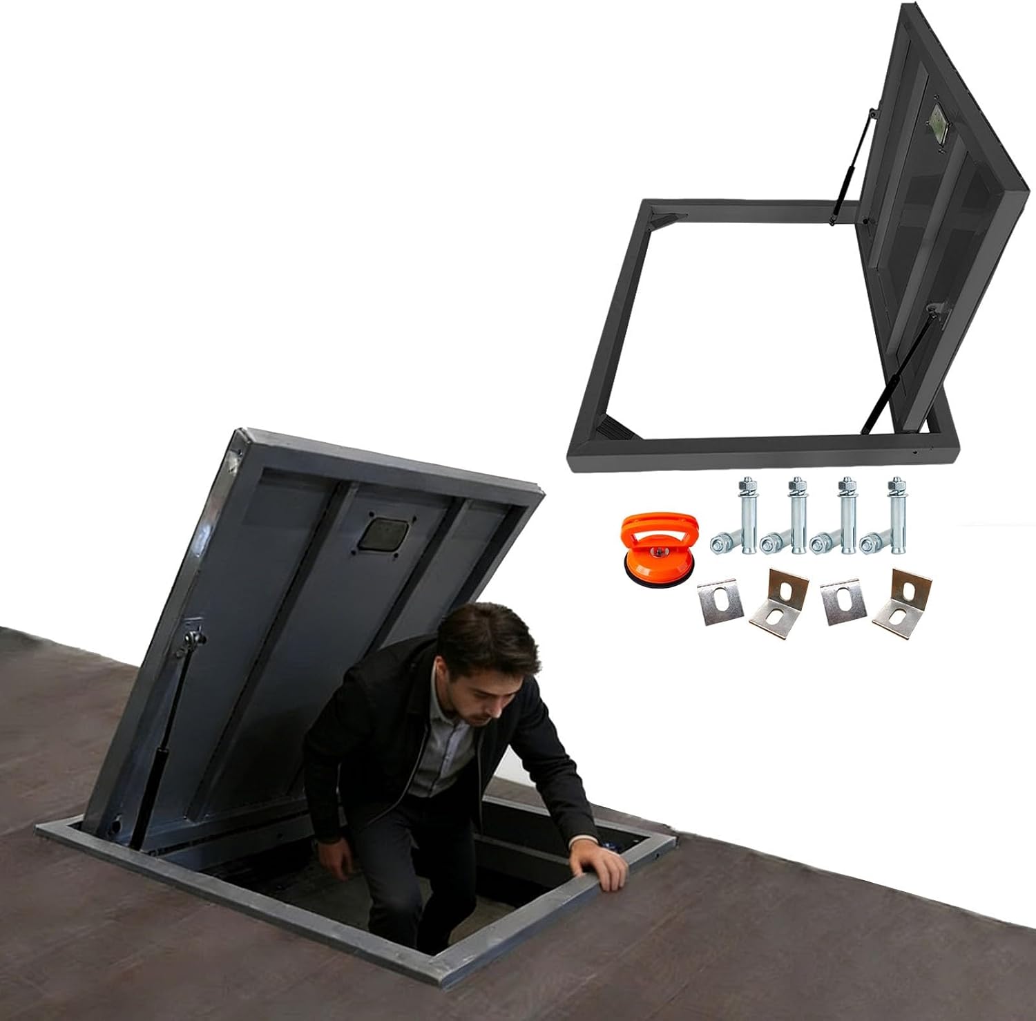 Recessed Floor Access Hatch, Heavy-Duty Concealed Door for Basement and Roof Entry