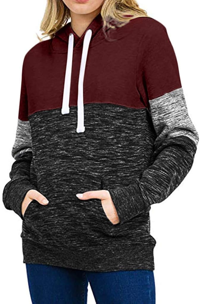 ZEFOTIM Women Sweatshirt, Women's Fashion Loose Casual Pullover Long Sleeve Patchwork Top Sweatshirt : Clothing, Shoes & Jewelry