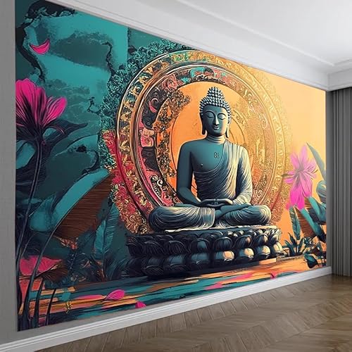 FENDROM Meditation Tapestry Gloden Buddha Zen Happiness Wall Hanging Large Tapestries Psychedelic Wall Art Decorations Bedroom Living Room Dorm