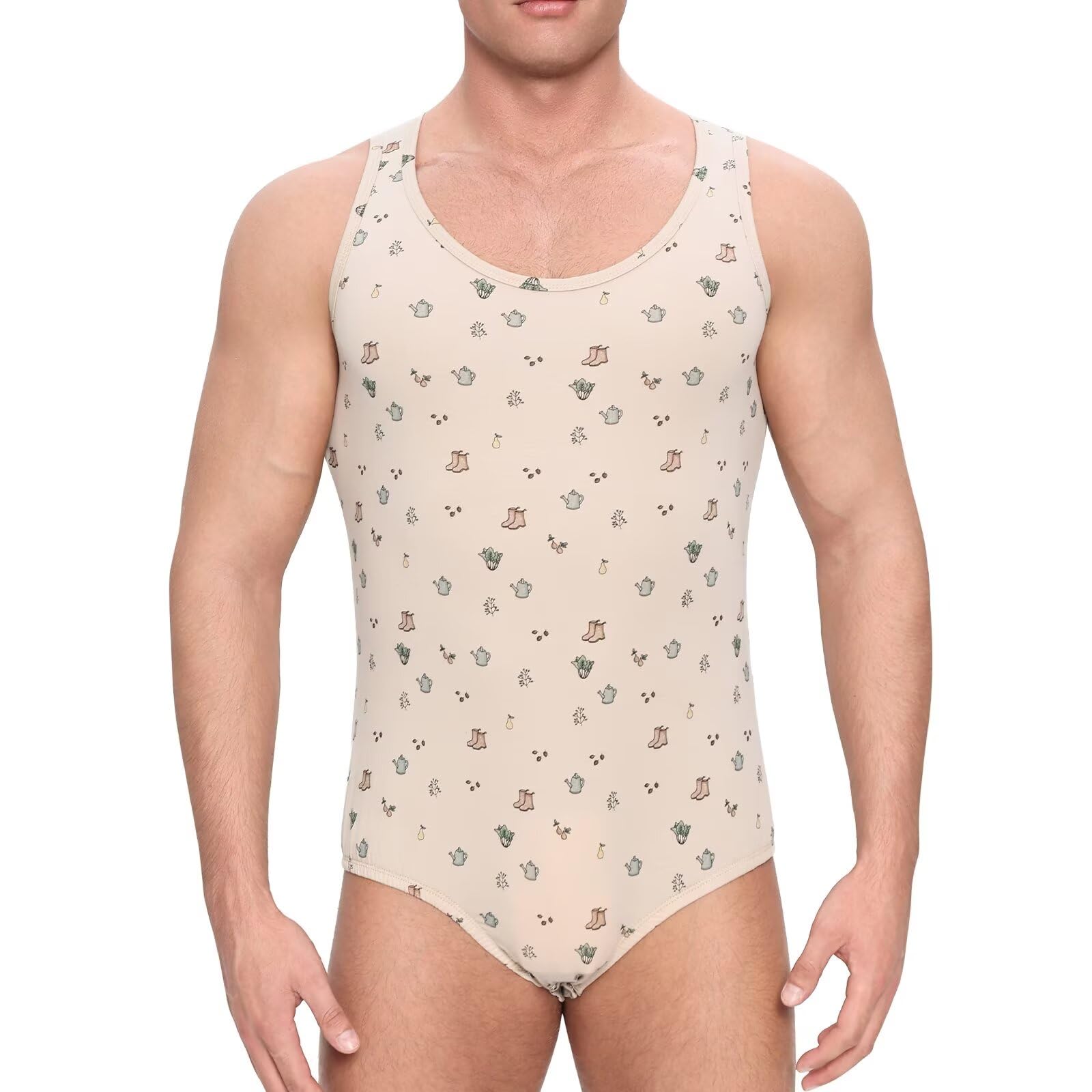Landofgenie Body Homme sans Manches Débardeur Pyjama Combinaison pour Adultes