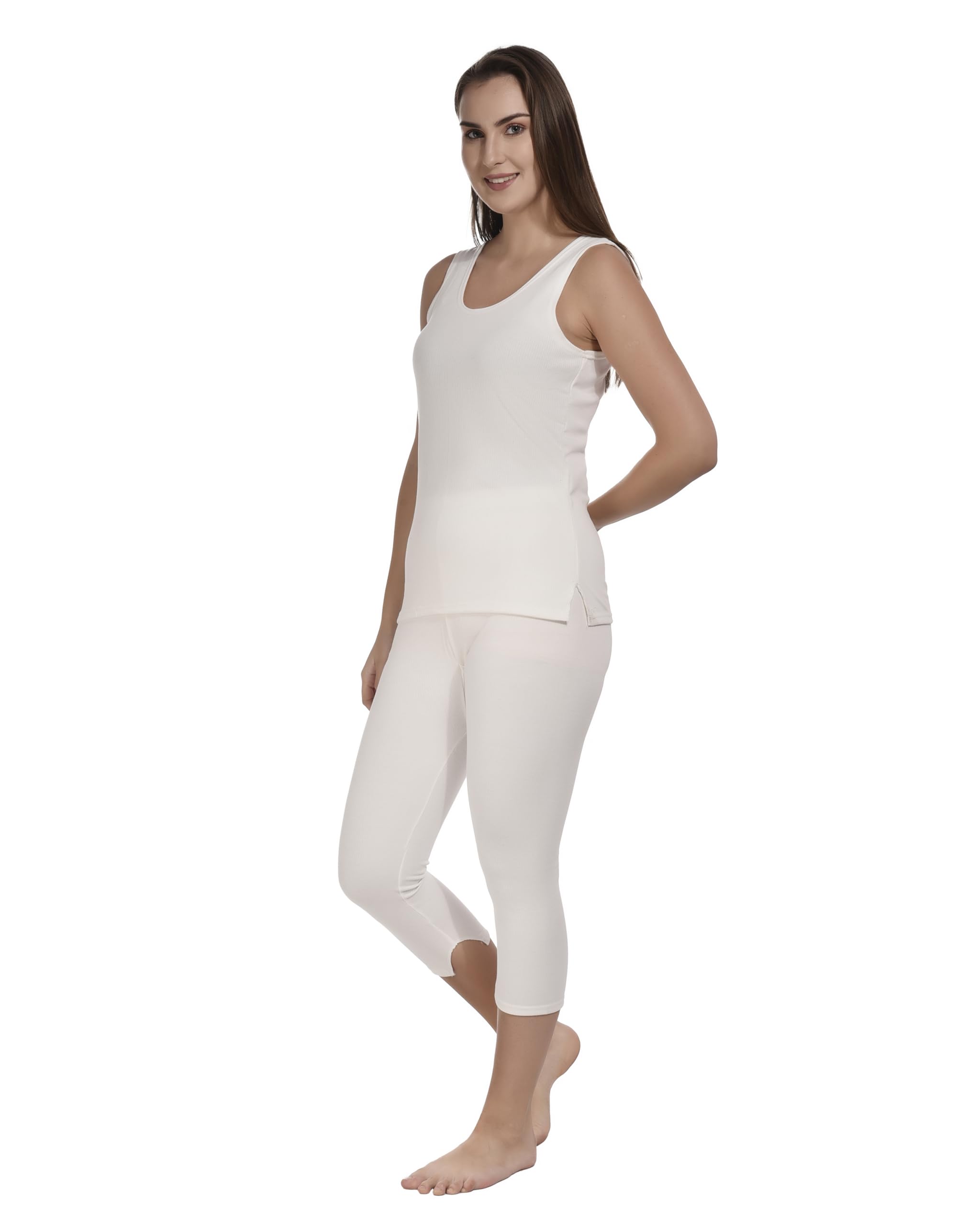 Women’s Snug Fit Thermal Underwear Top & Bottom Winter Wear Set in Round Neck (Ladies ¾ Thermal Top and Sameej) Available in White, Light Grey and Black Color.-image-44
