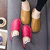 Nwarmsouth Men's House Slippers Warm Cozy,Winter leather slippers, non-slip warm wool shoes-rose red_UK4.5-UK5,Men's Comfort Slippers House Shoes #1