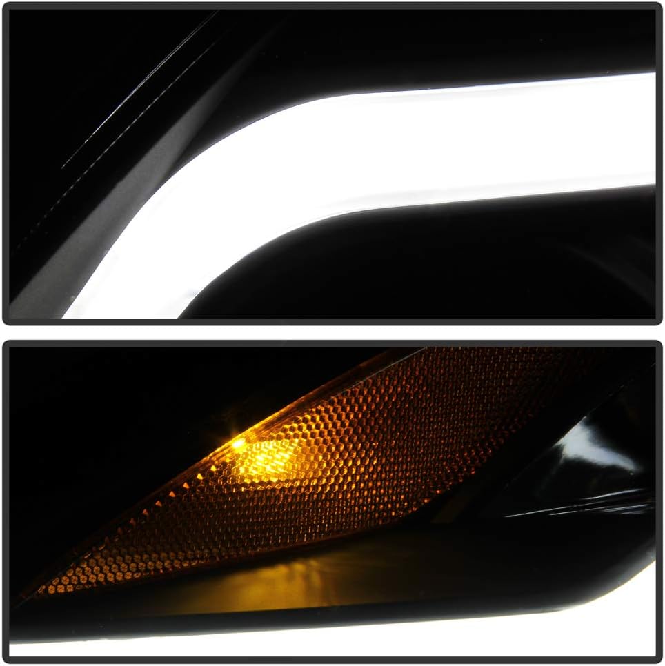 ACANII - For [Halogen Model] 2008-2009 Altima 2-Door Coupe Black Housing LED Light Tube Projector Headlights Headlamps