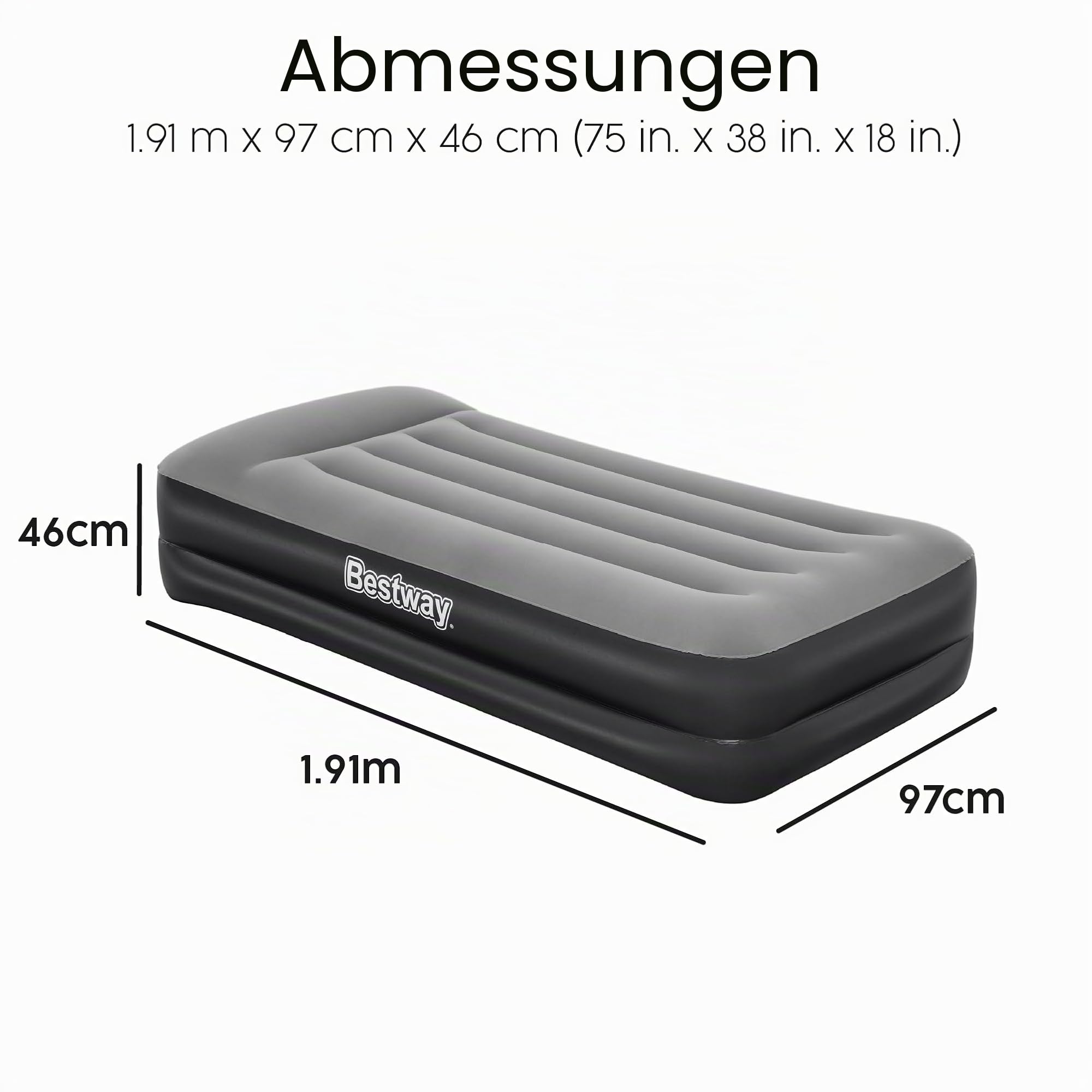 Bestway 67401-5 Einzelmatratze 191x97x46 cm mit integrierter Pumpe