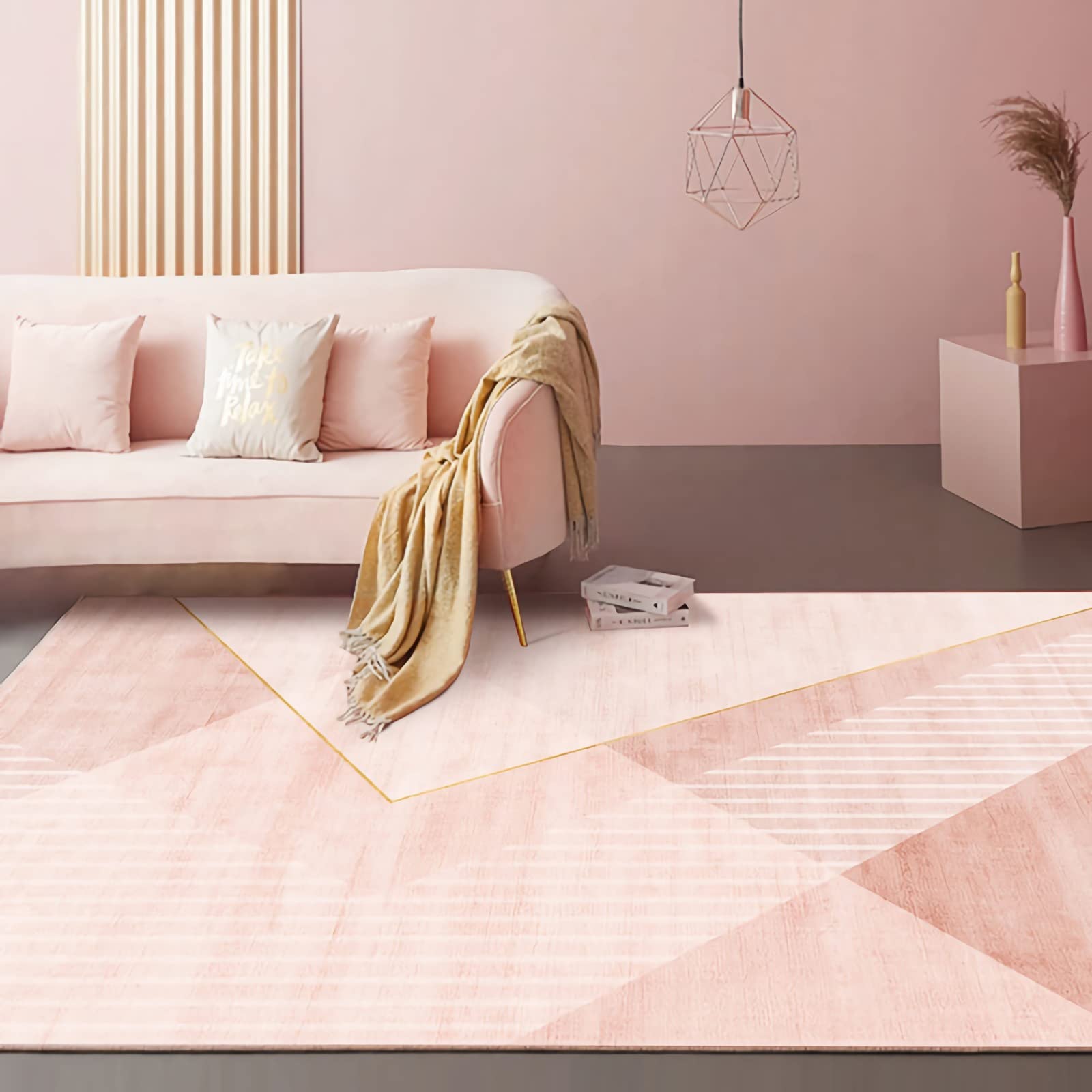 Deco Chambre Deco Chambre Fille ado Tapis de Salon rayé Rose, Tapis Moelleux Chambre Fille, décoration cheminée Tapis Doux Salon 60x120cm