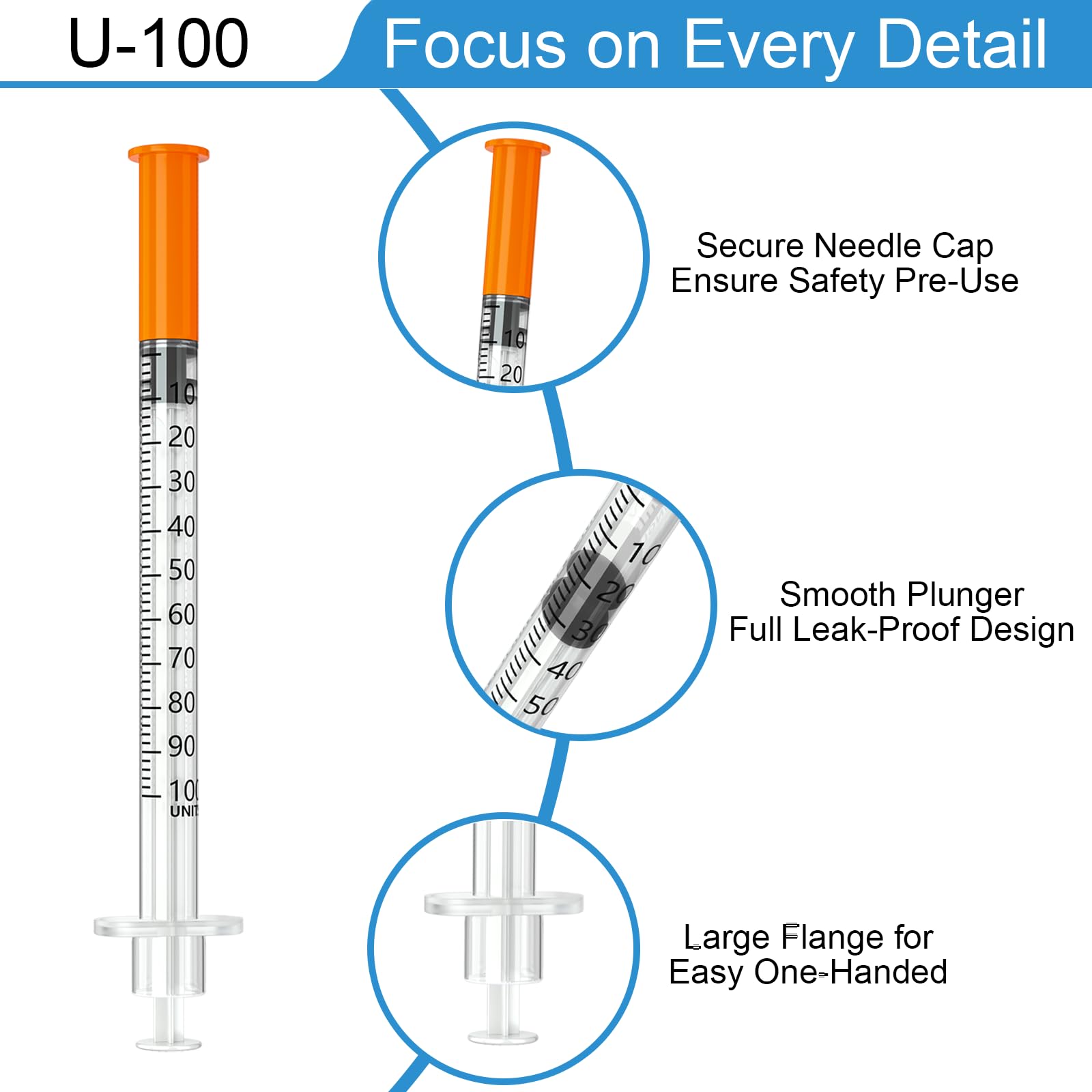 1 ml, 31 g, 5/16 pulgadas, medición de líquido de laboratorio, paquete individual desechable (100 unidades)