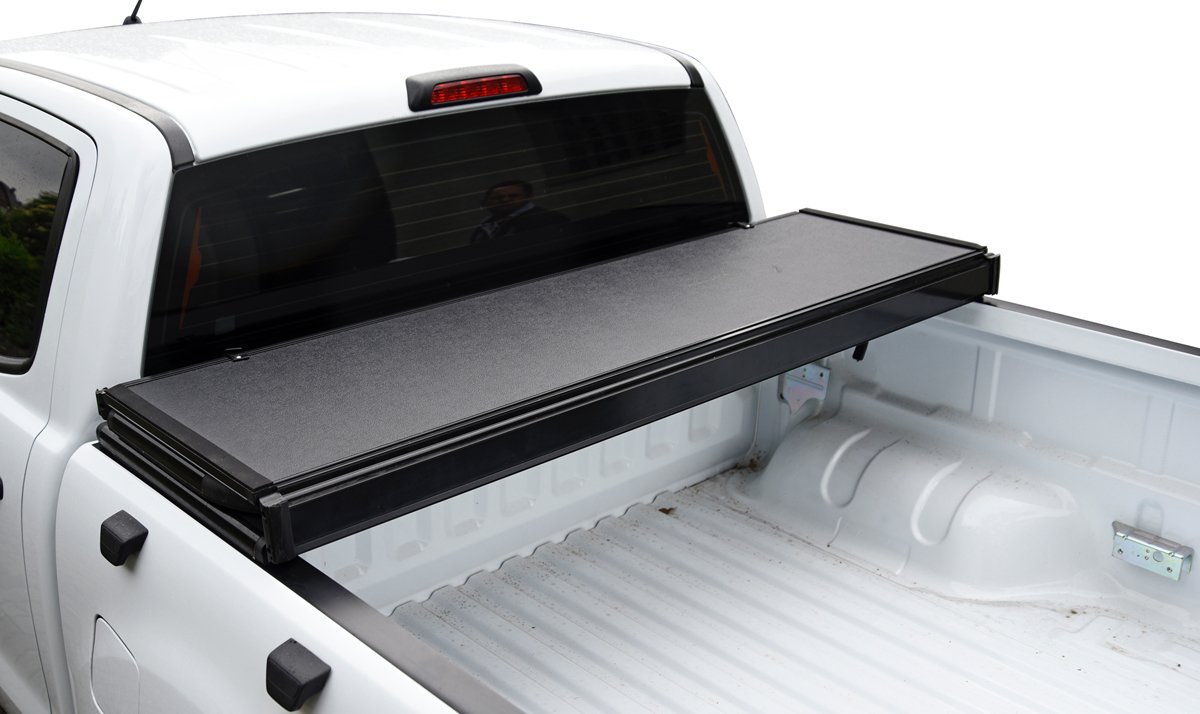 Laderaumabdeckung - 3-teilig klappbar - Aluminium schwarz pulverbeschichtet kompatibel mit Nissan Navara D40 (2005-2014) Doppelkabine