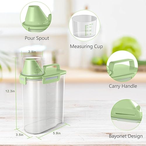 Miniatura 2 de TBMax Recipiente pequeño de almacenamiento de arroz, dispensador de cereales de 5 libras con taza medidora, contenedor hermético para alimentos