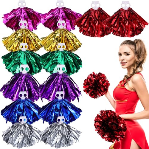 Pompons pom-pom girl plastique multicolores fluffys pour kermesse et défilé
