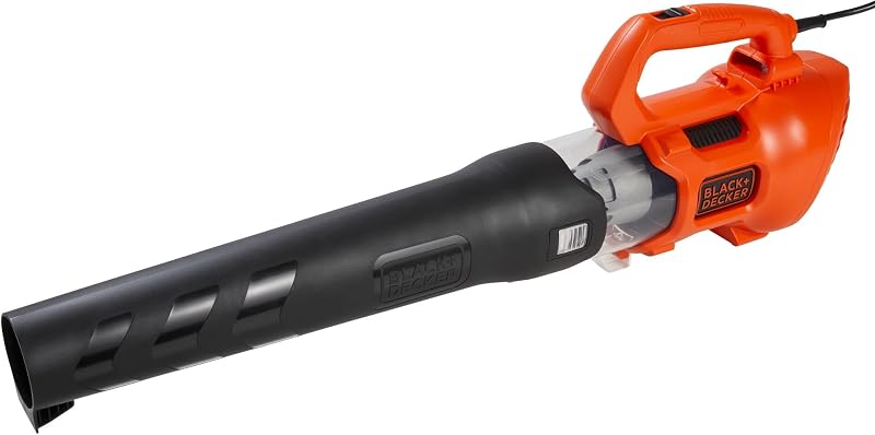 BLACK + DECKER Soplador de hojas eléctrico, sopladores de mano para el cuidado del césped, hasta 450 CFM y 140 MPH de potencia, axial, liviano, con cable (BEBL750)