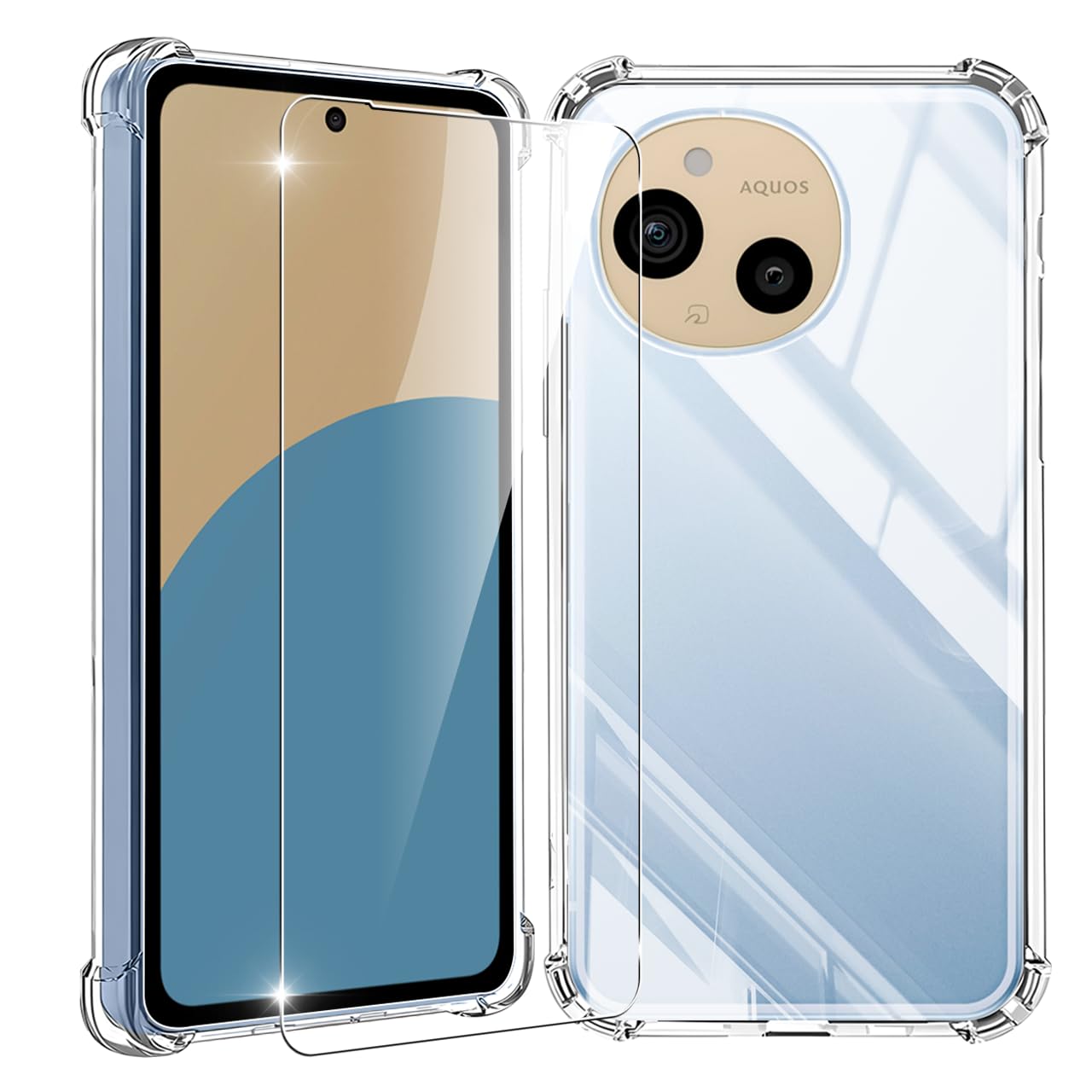 AQUOS sense 9 本体 フィルム、ケース付き Amazon.co.jp: 対応 AQUOS sense9 ケース クリア 黄変防止 + aquos