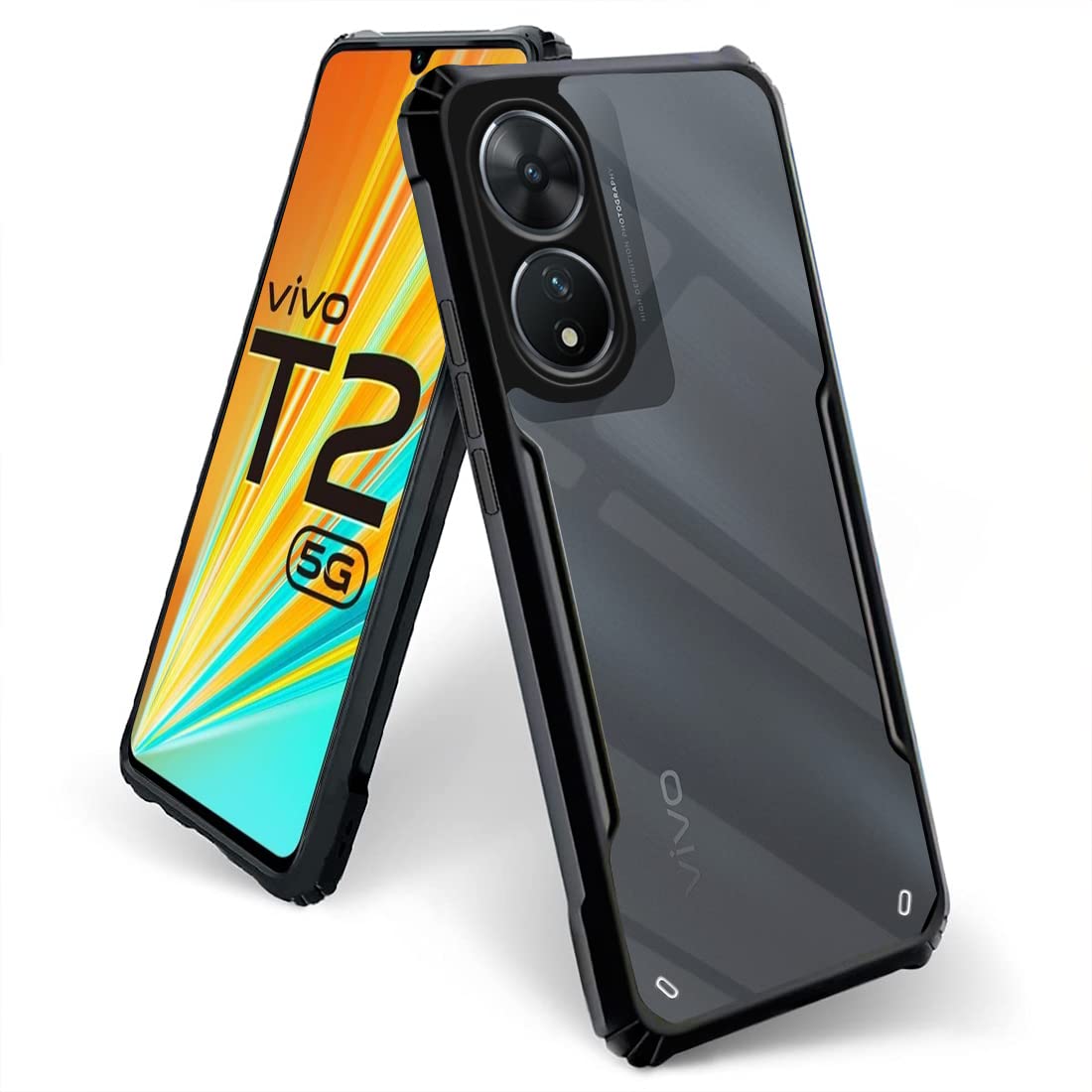 Fashionury TPU+Plastic Shockproof Crystal Clear Back Cover Case for Vivo T2 5G, 360 Degree Protection, Protective Design, Transparent Back Cover Case for Vivo T2 5G (Black Bumper) (B0C4H6J23P) Amazon Price History, Amazon Price Tracker