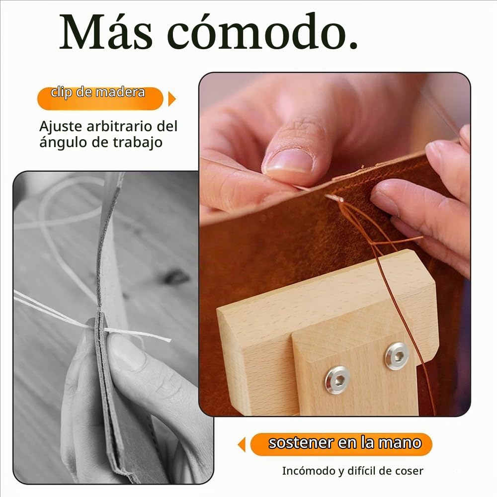 Pinzas de Costura de Cuero de Madera artesanal, Coser Clip de Madera,Herramienta de Costura de Cuero,9pcs cosidas a mano de cuero, agarre seguro, multifuncional, para Artesanía de Cuero DIY