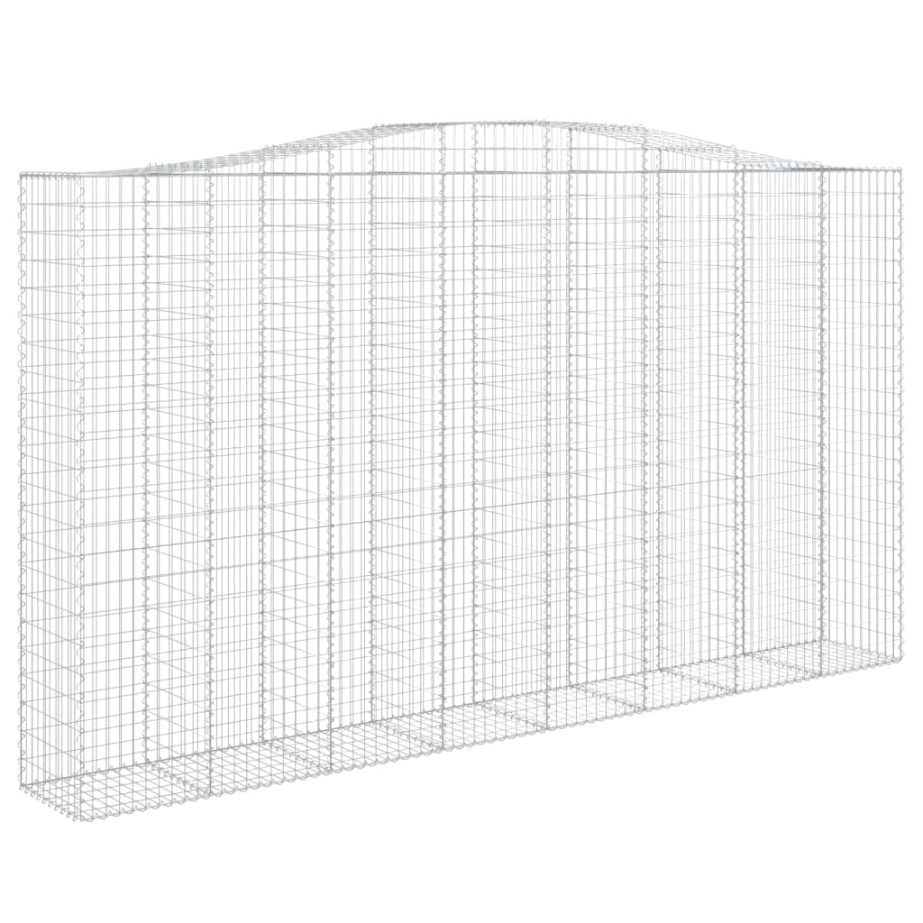 Yngbhfnop Silver Arched Gabion Basket 400X50x220/240 Cm Galvanised Iron Decorative Garden Wall Sound Barrier Retaining Cage With 3.5 Mm Wire For Wind Rain Patio Backyard